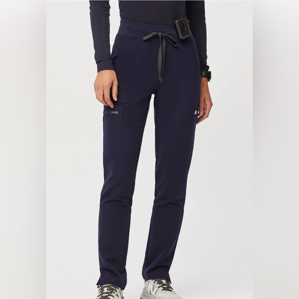 Figs High Waisted Yola Skinny Scrubs Pants Navy